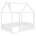 thumbnail image 5 of Aukfa House Bed for Kids Teen, Wood Bed Frame with Fence, Full Size Bed, White, 5 of 7