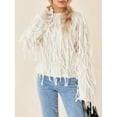 thumbnail image 2 of Biekopu Women Knit Sweater Long Sleeve Crew Neck Tasseled Solid Pullover Tops Streetwear, 2 of 9