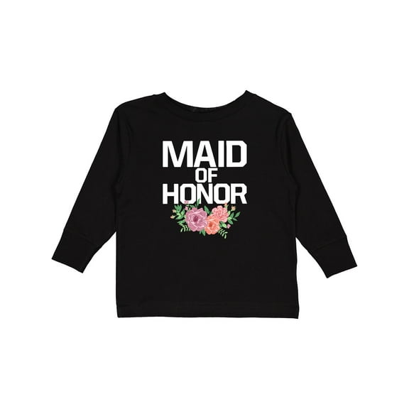 Inktastic Maid of Honor with Flower Illustration Girls Long Sleeve Toddler T-Shirt