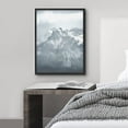 thumbnail image 3 of PixonSign Framed Wall Art Print Snowy Mountain Peak Below Clouds Nature Wilderness Photography Realism Modern Landscape Relax/Calm Blue Duotone for Living Room, Bedroom, Office - 12"x16" BLACK, 3 of 6
