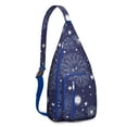 thumbnail image 1 of Gothic Celestial Sling Backpack - Dark Moon & Sun Design, Multi-Functional Pack for Cycling & Nighttime Commute, 1 of 4