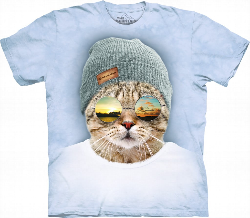 The Mountain - COOL HIPSTER CAT Small Cotton Cats T-Shirt Blue Adult ...