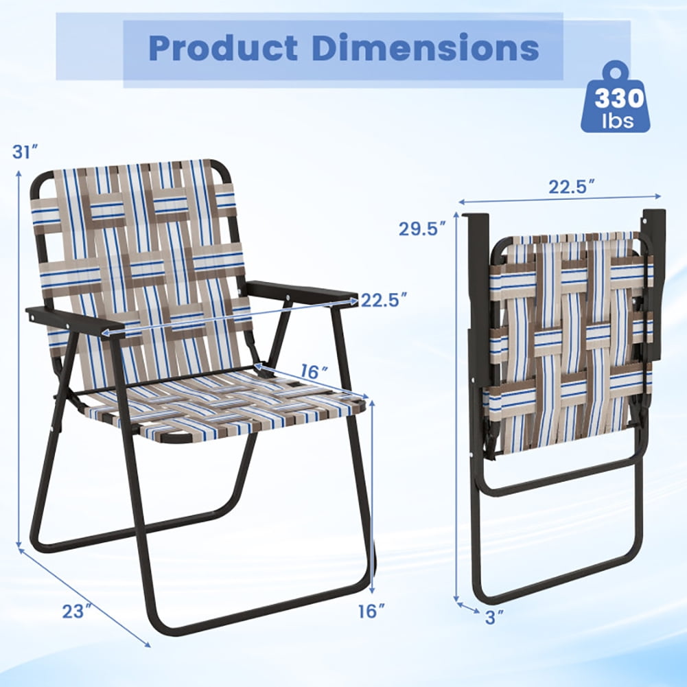 Aimee Lii 4 Pieces Folding Beach Chair Camping Lawn Webbing Chair, Outdoor Dining Chairs, Coffee Aimee Lii 4 Pieces Folding Beach Chair Camping Lawn Webbing Chair, Outdoor Dining Chairs, Coffee