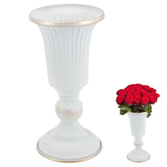 OULII White Metal Vase for Centerpieces Decorative Vase for Dining Room and Office