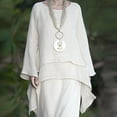 thumbnail image 1 of pxiakgy T-Shirts pour Femmes Mode Grande Taille Irrégulière Décontracté Lin Manches Longues Col Rond blouse T-Shirts Femmes Blanc + m, 1 of 9