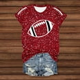 thumbnail image 4 of Game Day T-Shirts Women Sequin Football Love Heart Printed Short Sleeve Crewneck Tops 2025 Trendy Casual Classic Fit Tees Z002-Red M, 4 of 5