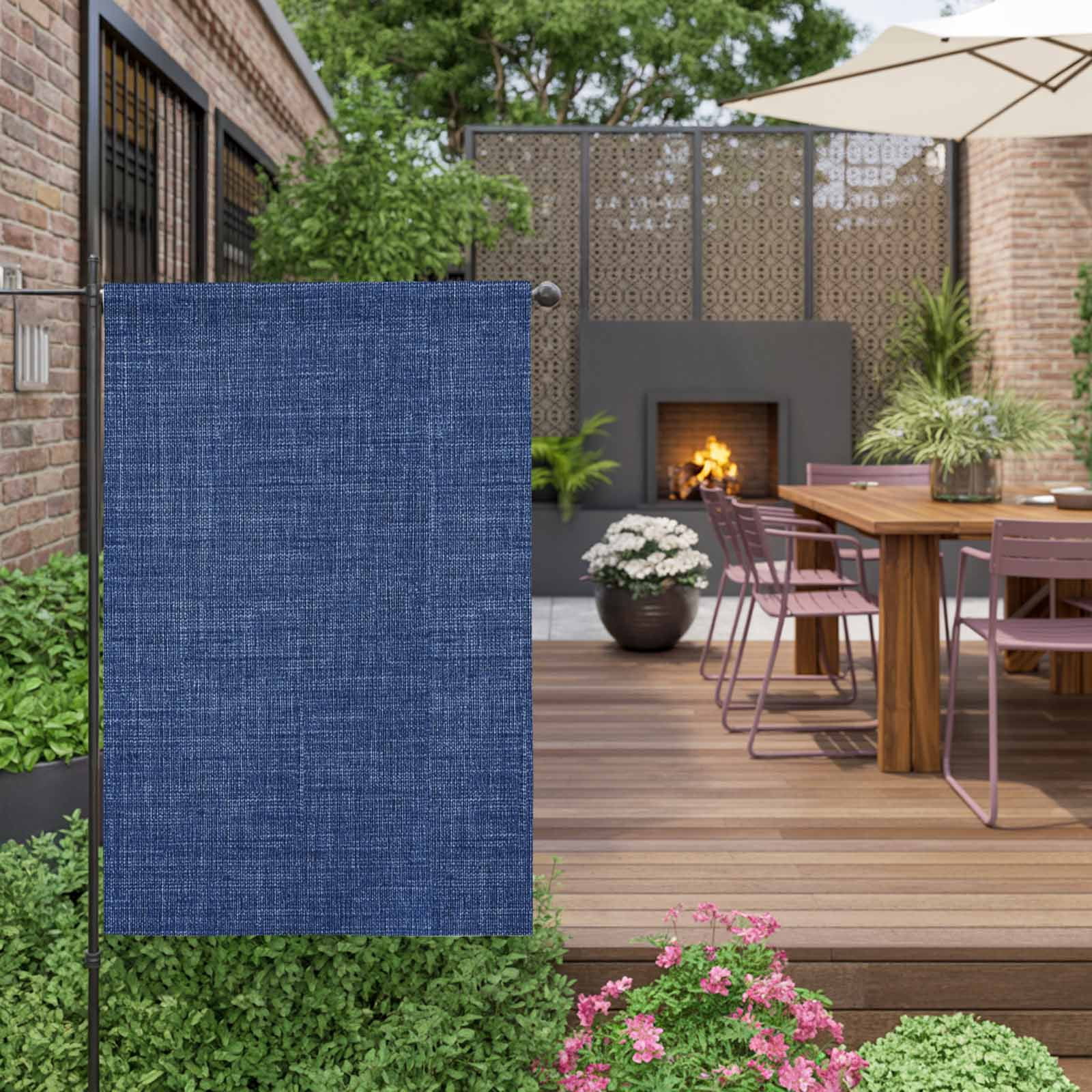 Navy Blue Linen House Flag 28 x 40 Inches, Farmhouse Pure Color Country Vintage Weather Proof Outdoor Patio Flags Double Sided Small House Decoration for Yard Lawn Outside Home