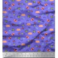 thumbnail image 1 of Soimoi Purple Viscose Chiffon Fabric Honey Bee & Bettle Bee Insects Print Sewing Fabric BTY 42 Inch Wide, 1 of 1