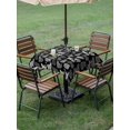 thumbnail image 4 of Outdoor Tablecloth with Umbrella Hole for Patio/Picnic/Party/Camping, Black Cat Waterproof Table Cloth Square Cover Washable, Vintage Striped Geometric Abstract (54"x 54"), 4 of 8