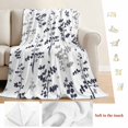 thumbnail image 5 of Grey Black Botanical Blanket Soft Cozy Warm Throw Blanket for Couch, Plush Fuzzy Flannel Fleece Blankets for Sofa, Watercolor Spring Floral Summer Leaf Bed Blankets Lightweight Gifts for Men, 50"x80", 5 of 9