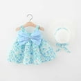 thumbnail image 2 of YuYuBao Girls Dress Summer Floral Print Ruched Bowknot Sleeveless Dresses With Straw Hat Sets Beach Sundress Casual Little Girls Party Dress , 2-3 Years, 2 of 3
