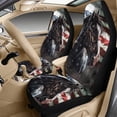 thumbnail image 3 of Xixirimido Car Seat Cover Set of 5 Pieces Front Seat Covers with Matching Seat Belt and Center Console Covers PU Leather Fits Most Vehicles, Horse Vintage American Flag, 3 of 8