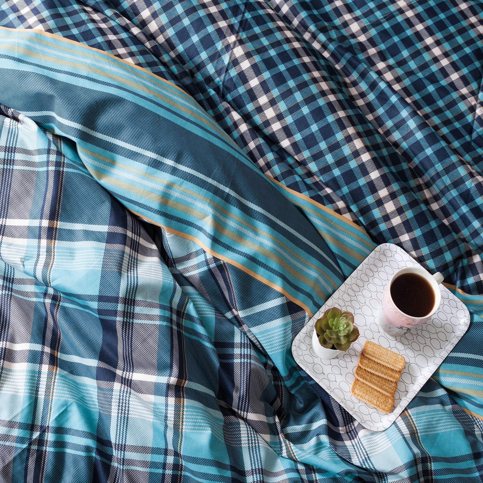 SUSSEXHOME Black Green Stripes %100 Cotton Duvet Cover Set Teal, Full Size Duvet Cover, 1 Duvet Cover, 1 Fitted Sheet and 2 Pillowcases, Iron Safe, Hypoallergenic, Breathable Bedding Set