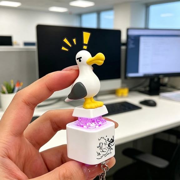 Seagull Mine Button Keychain, Fidget Toys for Adults Focus, Clicker Fidget, 3.15 Inch Talking Seagull Toy, Mechanical Switch Fidget for Office Desk, 1Pc Individual Pack, LLLDMXY