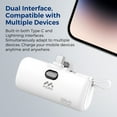 thumbnail image 3 of MIRO B3 Power Bank - 5000mAh Compact Portable Charger, 22.5W Fast Charge, Dual Interface (Type - C & Lightning), White Capsule Design, 3 of 7