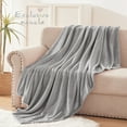 thumbnail image 4 of Exclusivo Mezcla Large Flannel Fleece Velvet Plush Throw Blanket - 50" x 70" (Light Grey), 4 of 7