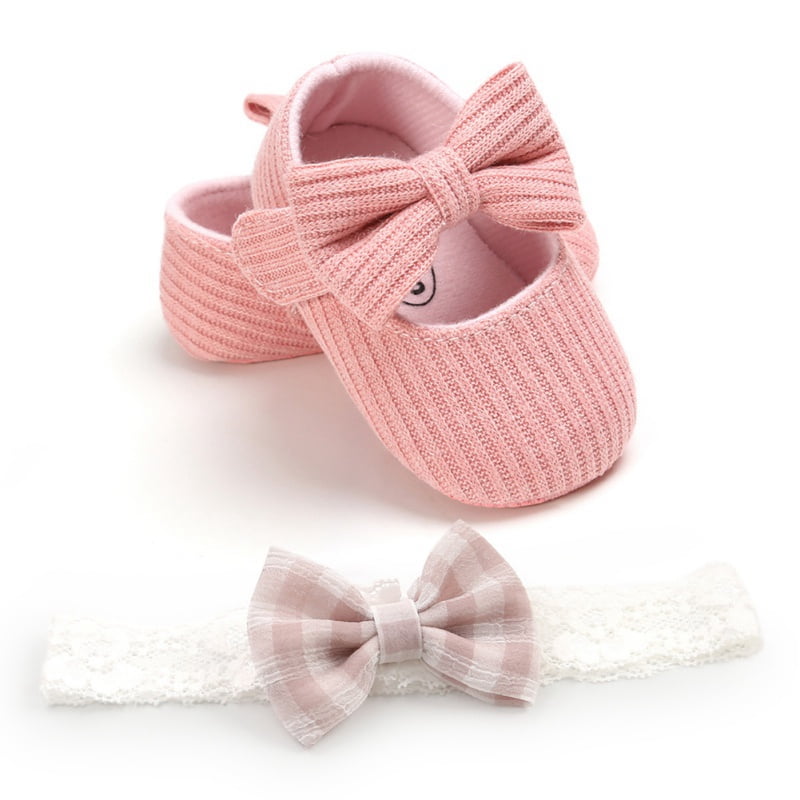2pcs/Set Newborn Baby Girl Princess Mary Jane Shoes Toddler Infant