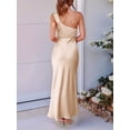 thumbnail image 4 of Women's Satin Sleeveless Elegant Backless Ruffle Maxi One Shoulder Formal Dress for Summer Color S, 4 of 10