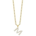 thumbnail image 2 of Diamond2Deal 925 Sterling Silver Gold-plated 3-5.5 mm FWC Pearl LETTER M 18in Necklace for Women 18", 2 of 6