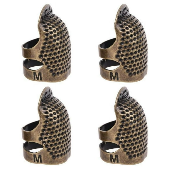 MANNYA 4pcs Sewing Thimble Adjustable Finger Protector Metal Shield Pin Needles DIY Tools Quilting Accessories