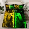 thumbnail image 2 of jejeloiu Gaming Bed Sheets,Neon Gamepad King Sheets,Yellow Green Lightsaber Sheet Set For Boy,Microfiber Room Decor,4-Piece, 2 of 7