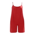 thumbnail image 5 of fheaev Romper for Women Sleeveless Spaghetti Strap Round Neck Loose Fit with Pockets Casual Summer Everyday Wear Wine L, 5 of 5