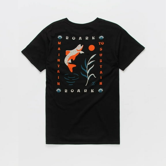 Roark Men's X Radio Boardshop Outpost Salmon Tee T-Shirt (X-Small, Black)