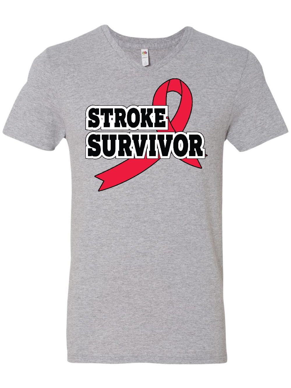 INKtastic - Stroke Survivor with Red Ribbon Men&rsquo;s V-Neck T-Shirt