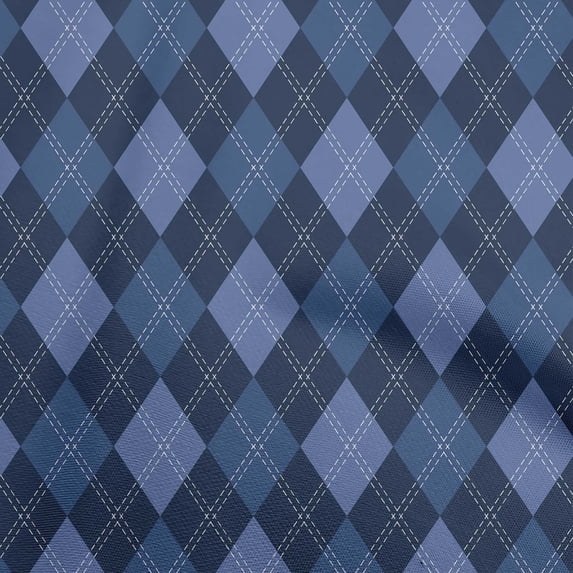 oneOone Viscose Chiffon Blue Fabric Check Quilting Supplies Print Sewing Fabric By The Yard 42 Inch Wide