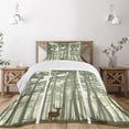 thumbnail image 3 of Ambesonne Forest Quilted Bedspread Set 2 Pcs, Pine Trees Deer Motif, Twin Size, Sage Green Cream Brown, 3 of 6