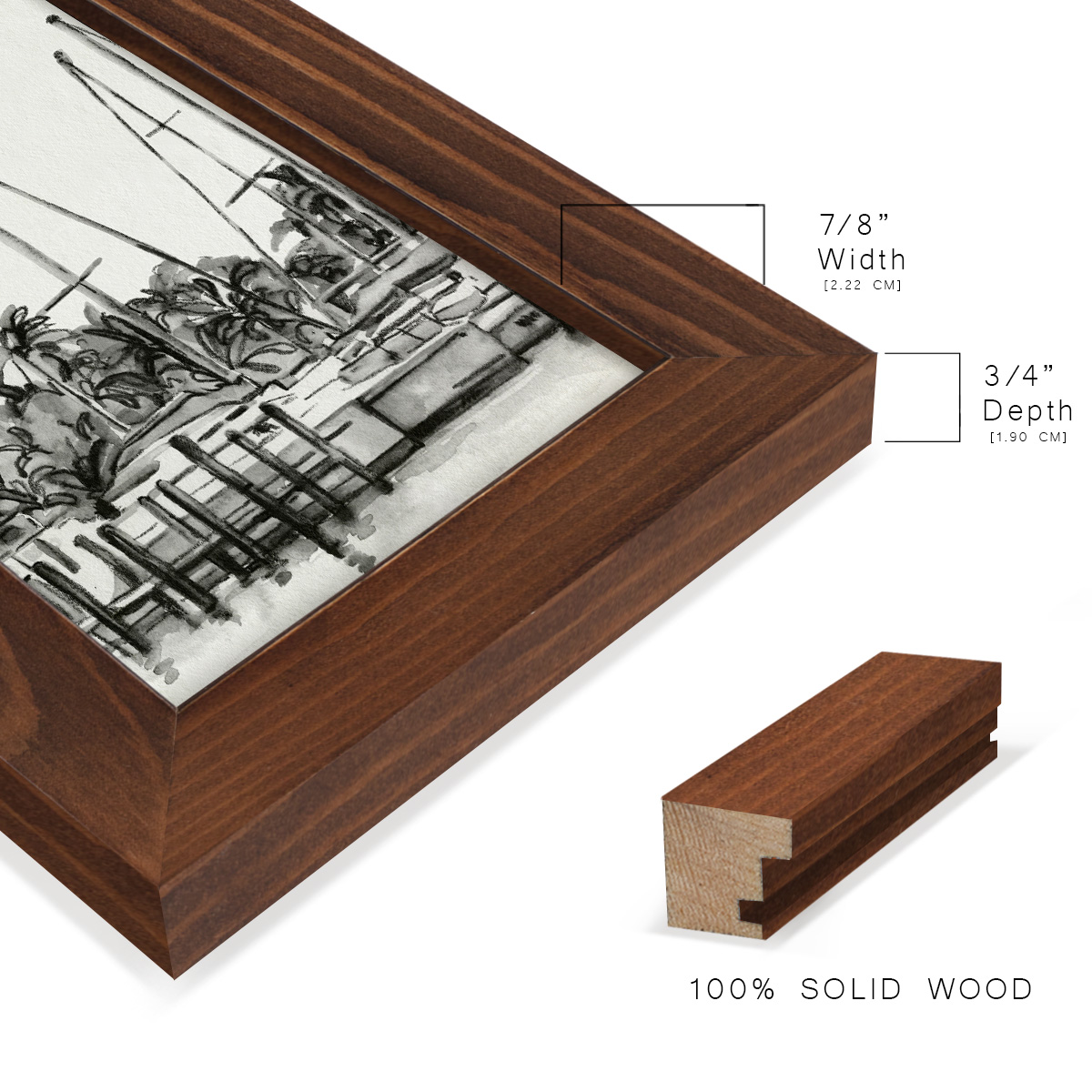 Neutral Tropics I - Framed Print w/glass - Chestnut