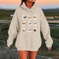 thumbnail image 2 of Moxiu Oversized Hoodie for Women Halloween Spooky Season Cute Ghost Graphic Sweatshirts Pumpkin Face Tops Long Sleeve Hoodie Khaki,XXXL, 2 of 6