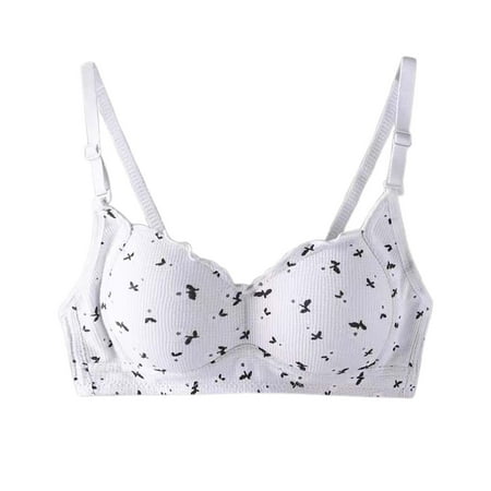 Xiaoxatg Lace Up Floral Print Bra For Women Seamless Lightweight Push Up Underwear With Cups No Underwire 3/4 Coverage For Small Bust Womens Bras Comfortable Front Closure