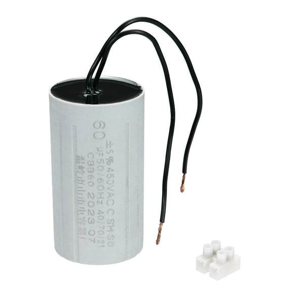 CBB60 60uF Running Capacitors, AC 450V 2 Wires 50/60Hz Cylinder 90x48mm,1Set