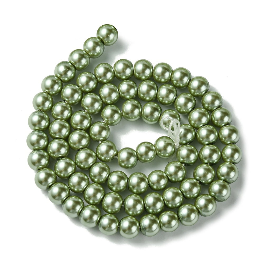 Eco-Friendly Dyed Glass Pearl Beads Strands Grade A Round Cotton Cord Threaded Dark Sea Green 6mm Hole: 1.2~1.5mm 70pcs/strand 15.7 inch