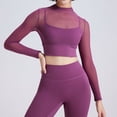 thumbnail image 2 of Traje de yoga de malla para mujer: top deportivo de manga larga con relleno en el pecho, secado rápido, ideal para correr o hacer yoga., 2 of 5