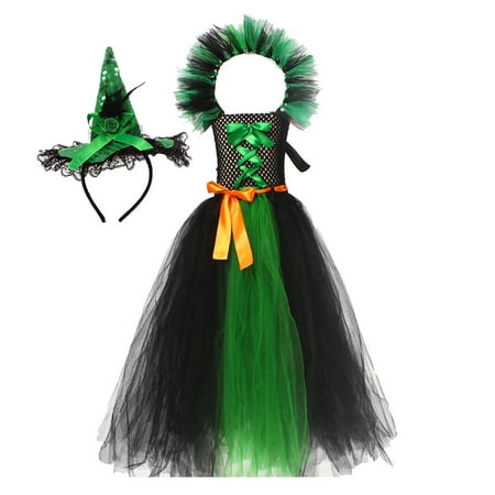 

Halloween Outfits Baby Girl Fairy Dresses Cute Toddler Kids Skirt Costumes Custome Tutu Mesh With Hat 2Pcs Sets Performance Infant Dance Dress Fall Halloween Newborn Skirt Green 6-7 Years