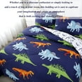 thumbnail image 5 of URBONUR 3 Pieces Dinosaur Queen Comforter Set for Boys Kids, Cartoon Dinosaur Print Comforter Set, Dark Blue Reversible Bed Set for Toddler Teens Boys, 5 of 7