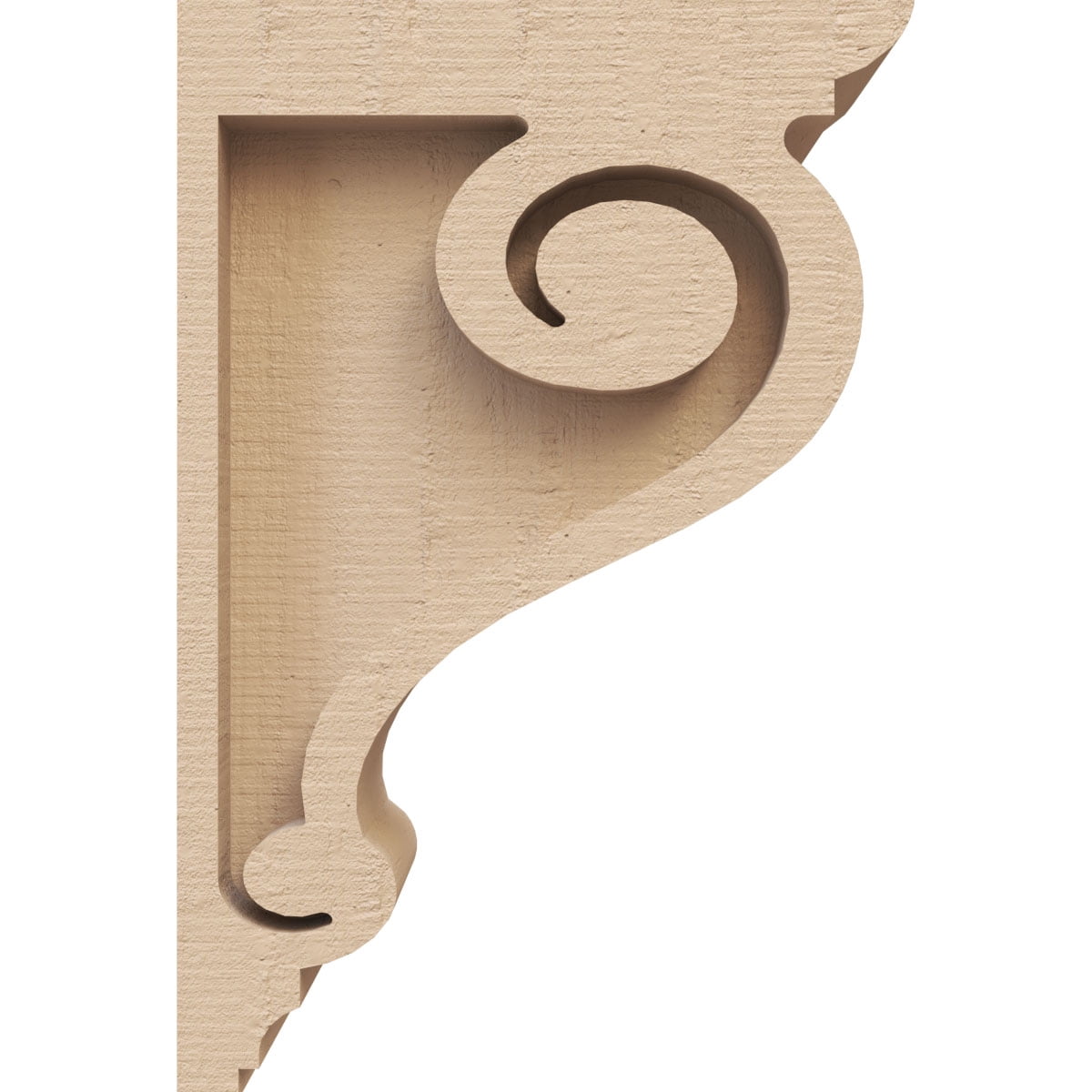2"W x 4"D x 6"H Classic Scroll Rough Cedar Woodgrain TimberThane Corbel, Primed Tan
