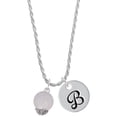 thumbnail image 1 of Delight Jewelry 12mm Stardust Round Silvertone Spinner Silvertone Script Initial Disc - B - Charm Necklace, 20"+3", 1 of 4