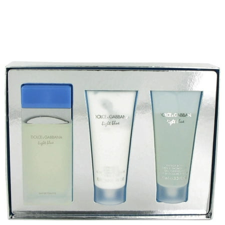 Light Blue by Dolce & Gabbana Gift Set -- 3.3 oz Eau De Toilette Spray + 3.3 oz Body Cream + 3.3 oz Shower Gel-Women