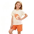 thumbnail image 7 of WAVSUF Boys Outfit Sets 2-Piece Football Print T-Shirt and Shorts Elastic Waist Short Sleeve Kids Summer Cute Active Clothes Orange Size 3-4T, 7 of 7
