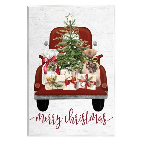 Stupell Industries Merry Christmas Holiday Presents Graphic Art Unframed Art Print Wall Art, Design by Lettered and Lined