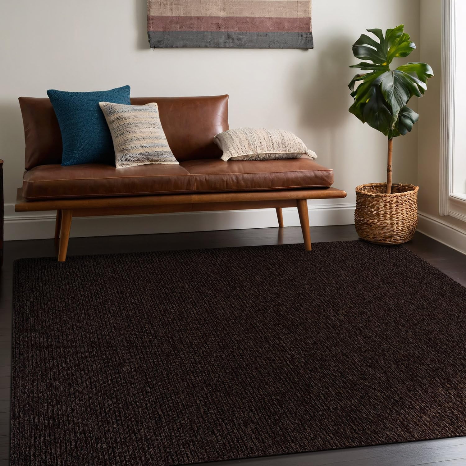 Beverly Rug Non-Slip Machine Washable 5 x 7 Brown Indoor Area Rugs