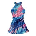 thumbnail image 4 of YOUYEDIAN Hawaiian Dresses for Girls Vacation Halter Neck Palm Tree Print Sundress Vintage Sleeveless A-Line Dress 2025 Summer Tied Waist Dresses,Royal Blue 9-10 Years, 4 of 5
