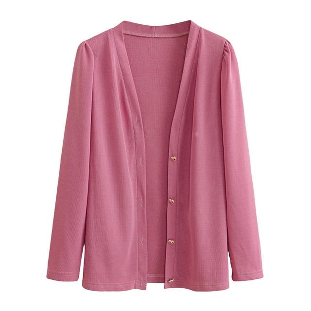 Yuyuzo Plus Size Cardigans for Women Long Sleeve Knit Solid Color Open Front Button down Fall Outfits