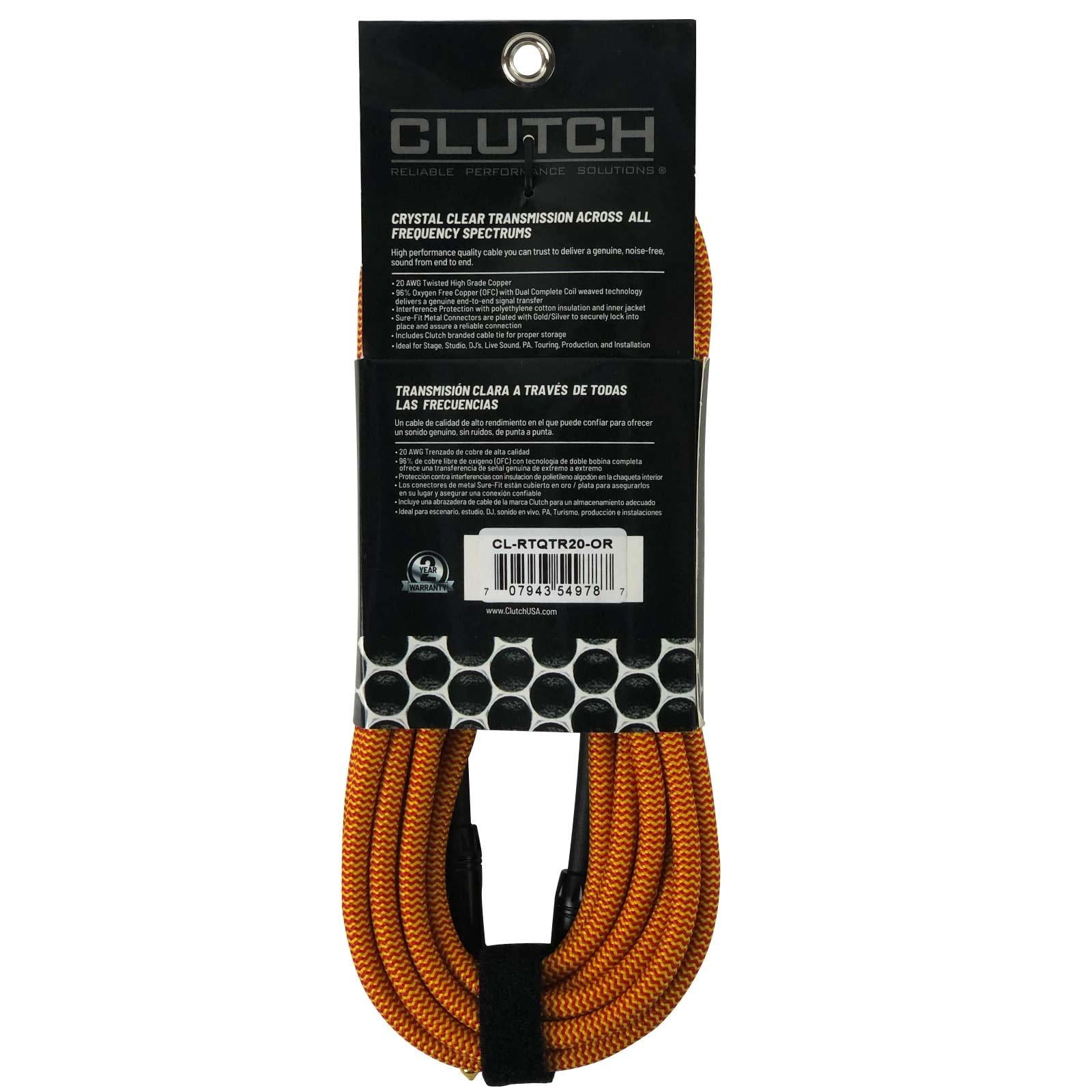 (8) Clutch 20 foot Right Angle 1/4" TS to straight 1/4" TS Instrument Cables with Carry Case Package