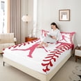 thumbnail image 3 of Erosebridal Pink Dripping Baseball Stitch & Hitter Silhouette Graphic Bed Sheets 4pcs, Sport Graphic King Sheets for Girls Kids,Luxury Bedroom Decor, 3 of 5