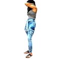 thumbnail image 5 of Womens Premium Cargo Paperbag Belt tie high Waisted Skinny Camoflage Jeans Pants (WA510), 5 of 7