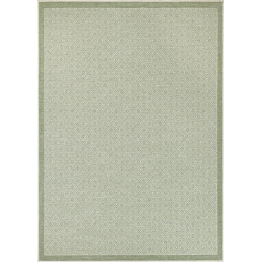 Couristan 2.25' x 7.75' Sea Mist Green and Beige Contemporary Rectangular Outdoor Area Throw Rug